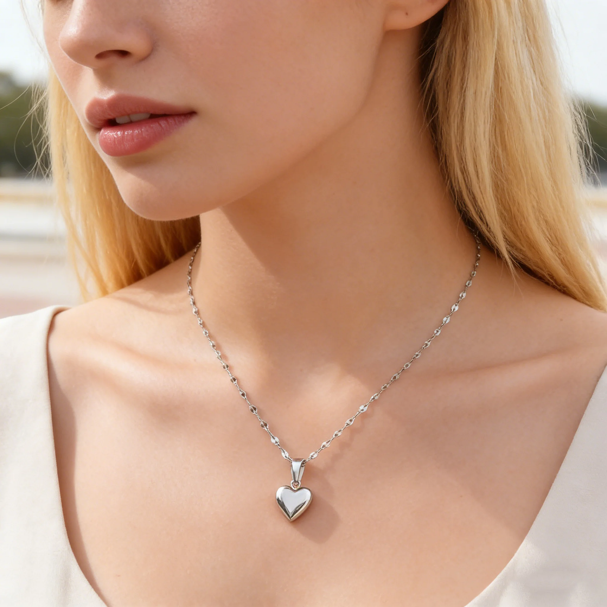 Vergoldete Herzanhänger-Halskette für Damen, Wasserfeste Edelstahl-Halskette, Minimalistischer Modeschmuck