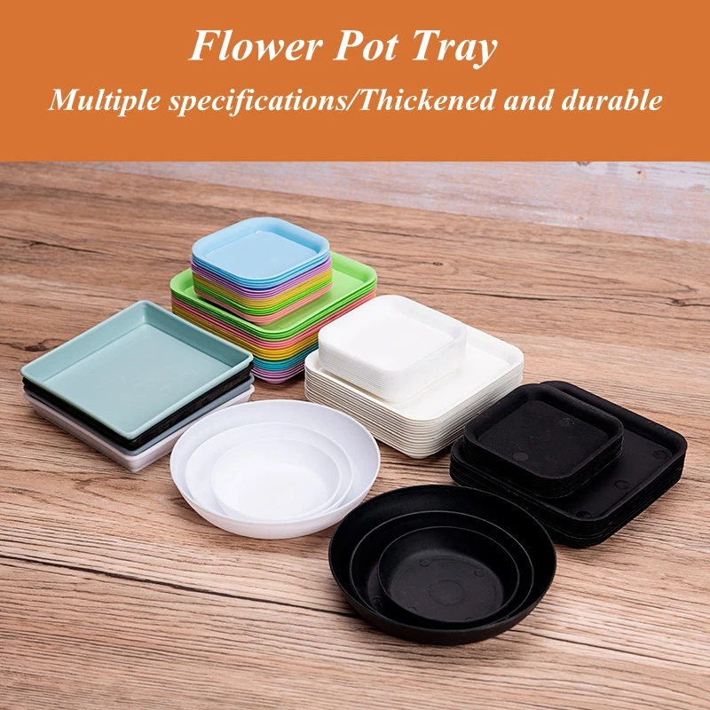 Description Picture 2 of item10Pcs Flower Pot Tray Succulent Cactus Flowerpot Square/Round Drip Trays Indoor Outdoor Plant Saucer Home Garden Decoration