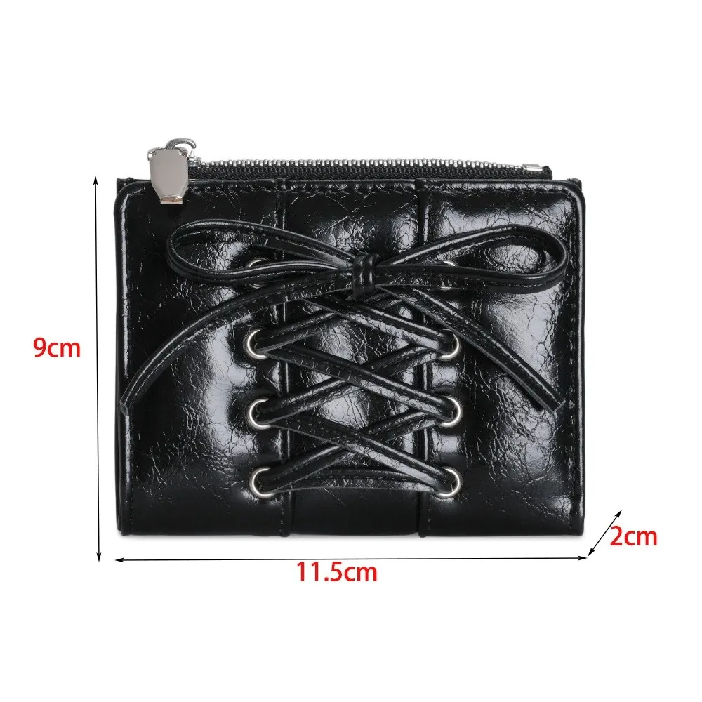 New Folding Coin Purse Portable Zipper Credit Card Holder Strap Bow ID Card Holder Women