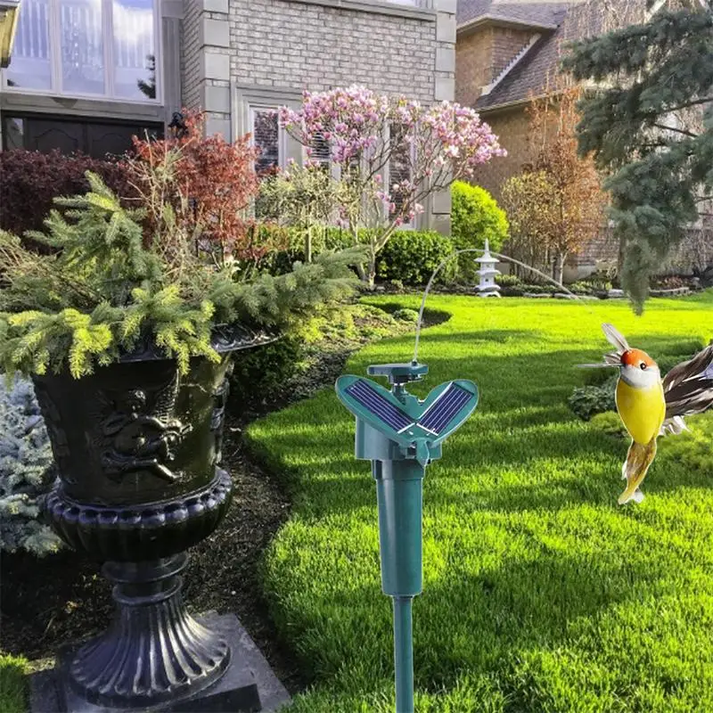 Funny Solar Rotating Bird Toy Flying Hummingbird Power Vibration Birds Stake Flying Fluttering Toy For Garden Decoration animal wind spinners wind spinner