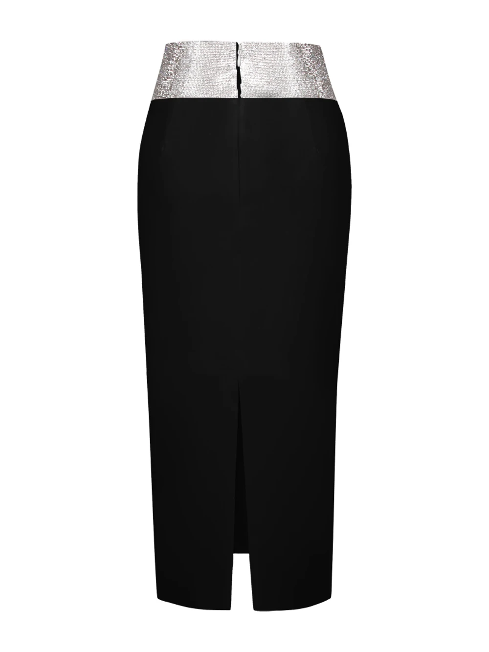 Women Crystal Diamonds White Black Bodycon Midi Bandage Skirt