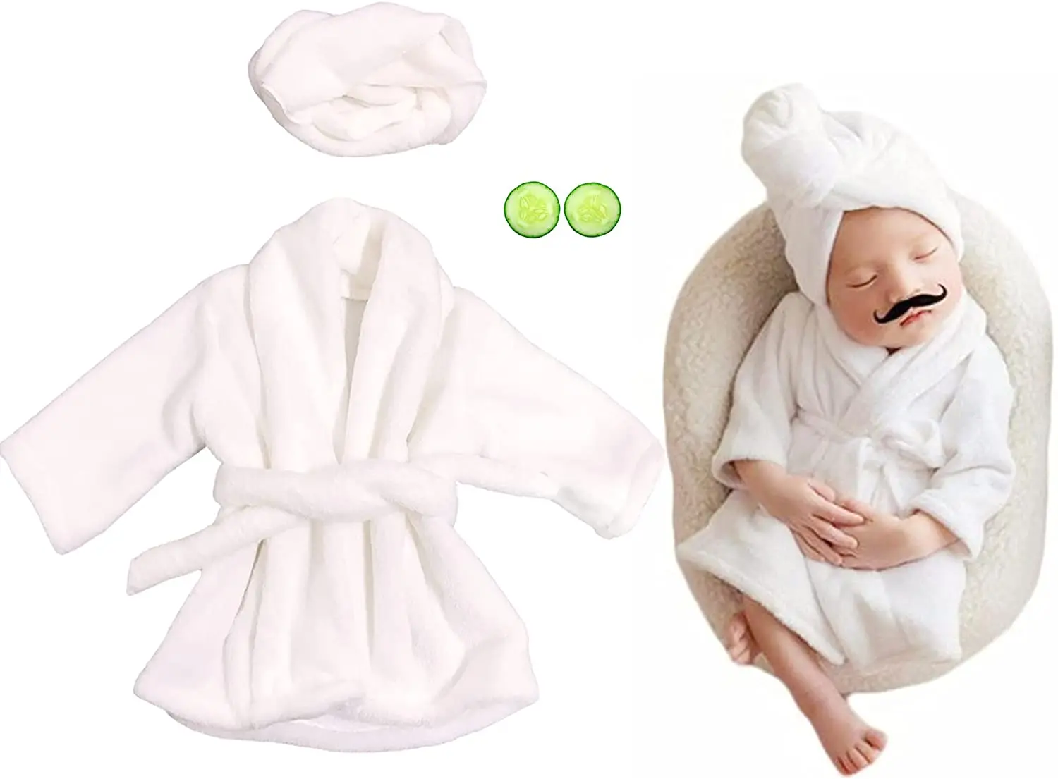 Newborn Photography Prop Bathrobe Towel Sets Baby Robe for Spa Makeup Photo Shoot Costume Outfit Props for Infant Boys Girls