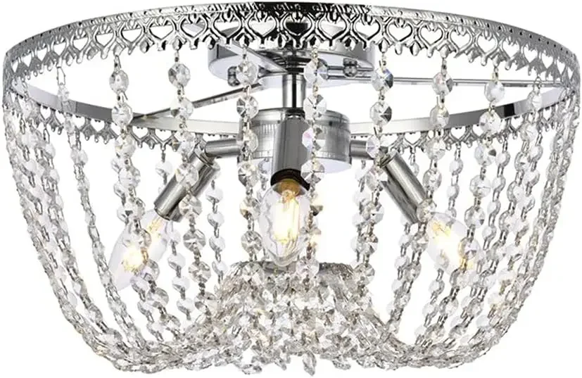 

Elegant Lighting Indoor Modern Home Decorative Bright Kylie Flush Mount in Chrome
