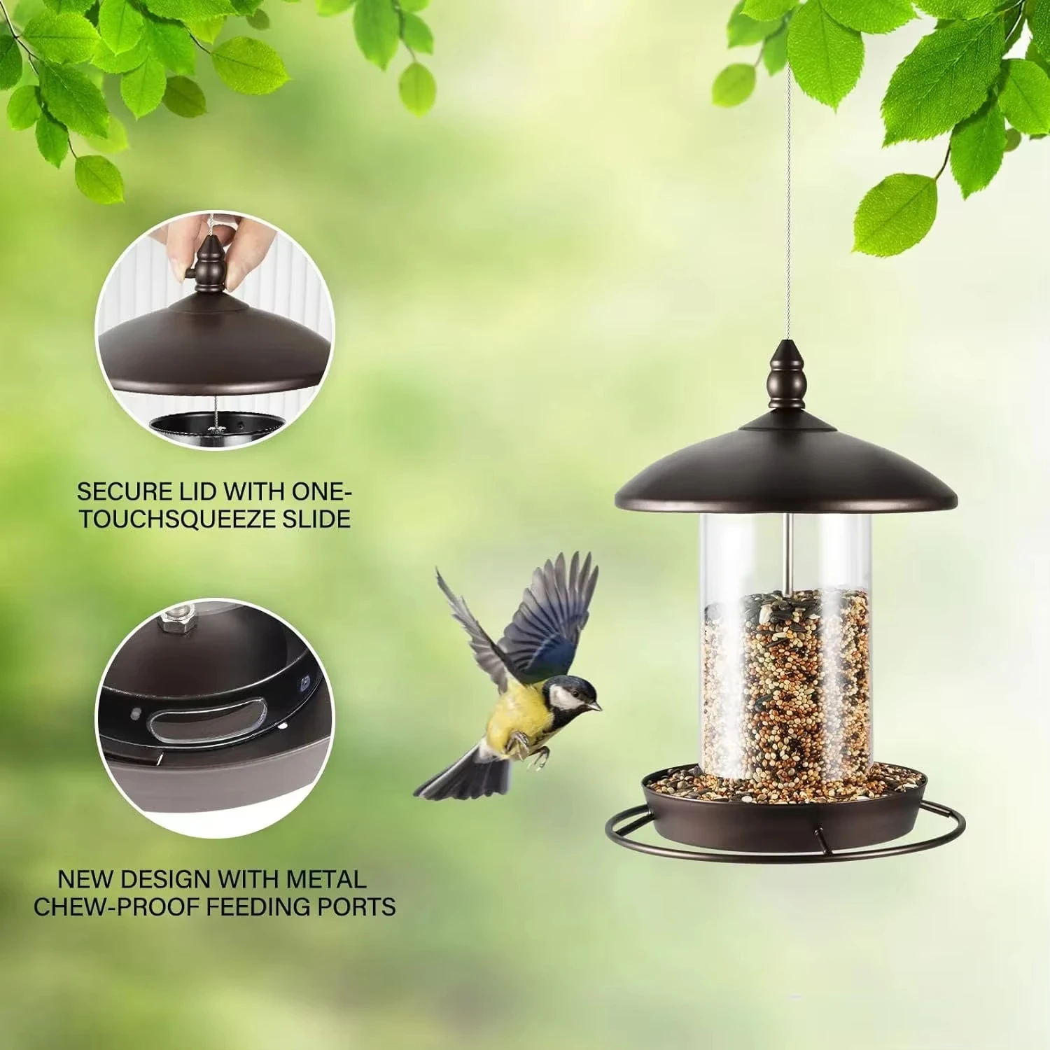 Anti-squirrel Hummingbird Feeder Hanging Standing Outdoor Courtyard Garden Bird Water Feeder Wild Bee Bird