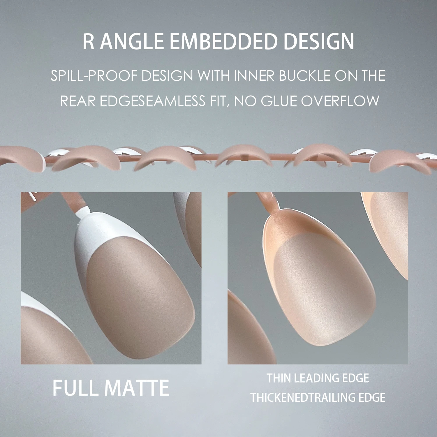 240pcs/box White French Tips Press-on Nails