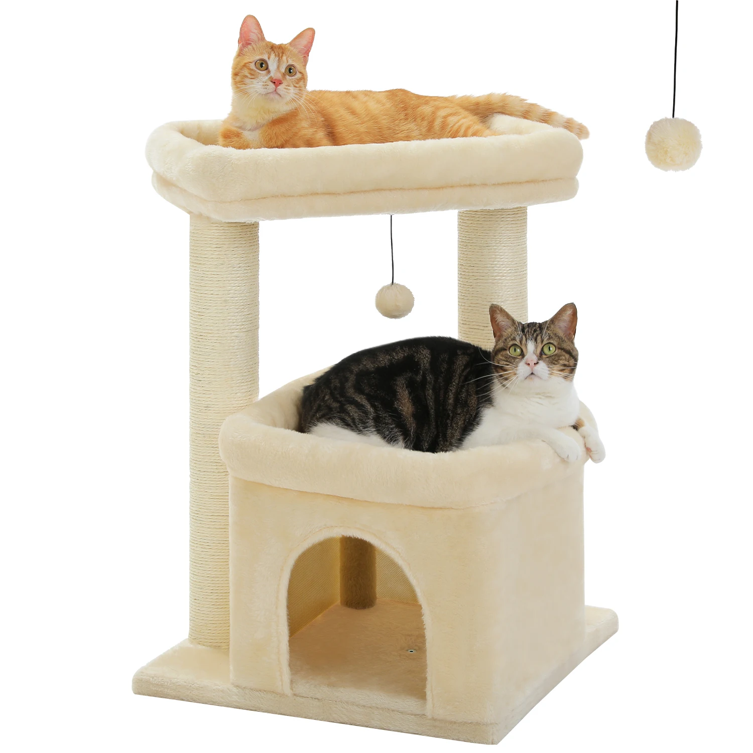 Cat Tree Tower for Indoor Cats with Private Cozy Cat Condo Double Large Perch with Scratching Posts for Kitten