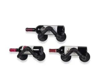 Porte bouteille mural industriel tuyau en fer forgé