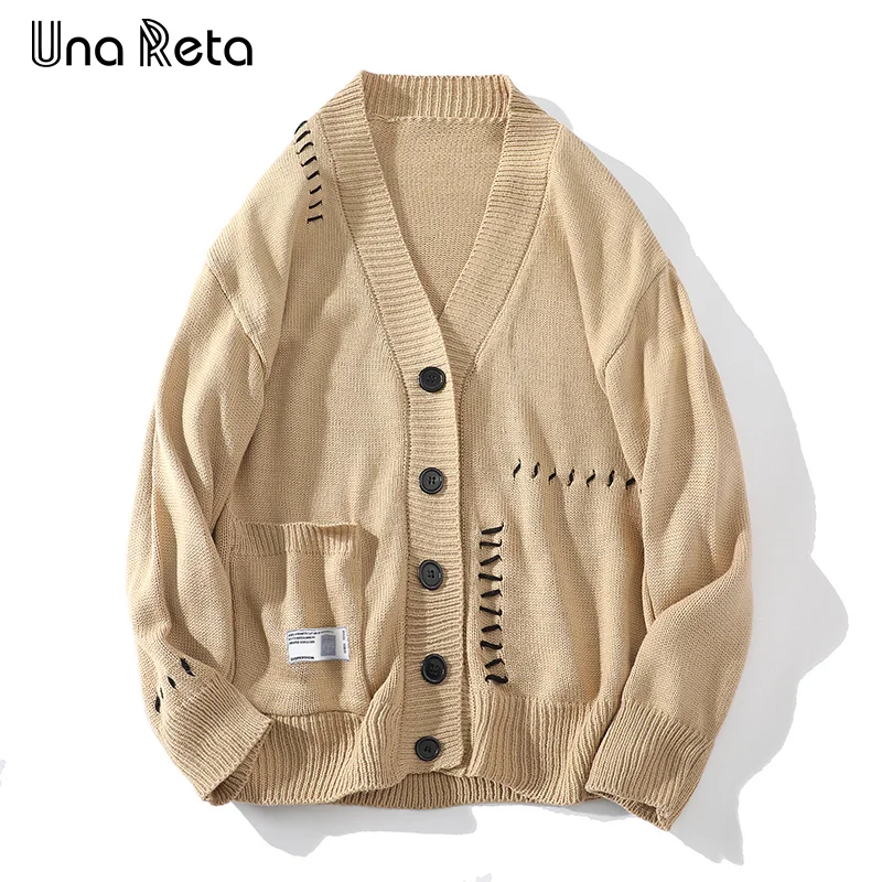 

Una Reta Harajuku Cardigan Sweater Autumn Winter New Oversized Men's Coat Streetwear Casual Single-Breasted Sweater Cardigan Men