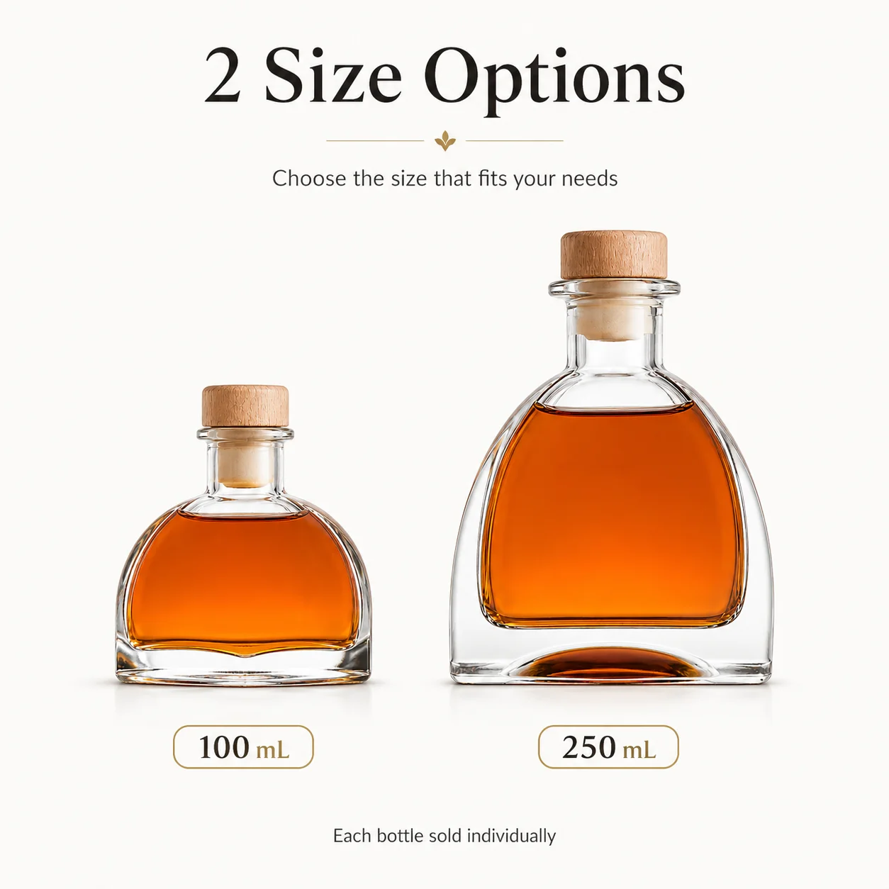 유리 위스키 디캔터 (나무 마개 포함), 100ml/250ml 버번 및 스피릿용 장 주류병
