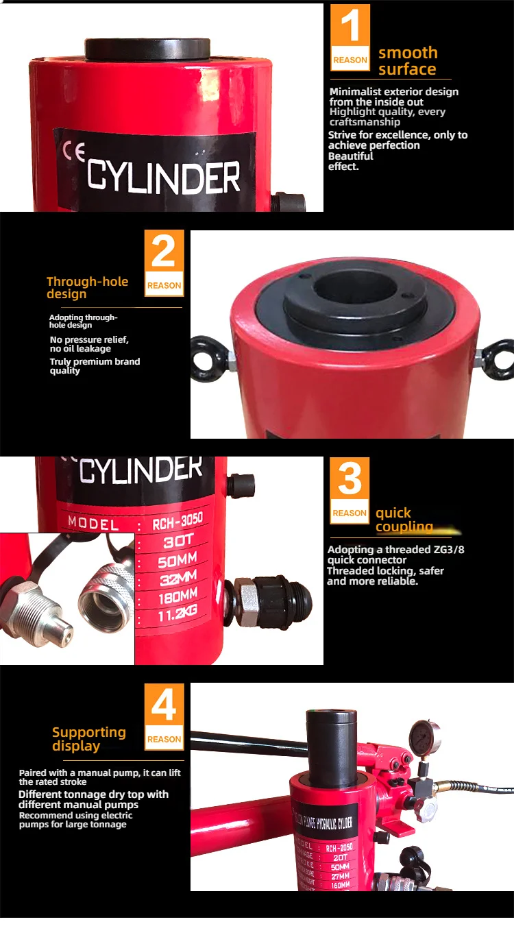 Hydraulic jack, hydraulic cylinder, electric split type RCH-20T30T60T100 ton hol