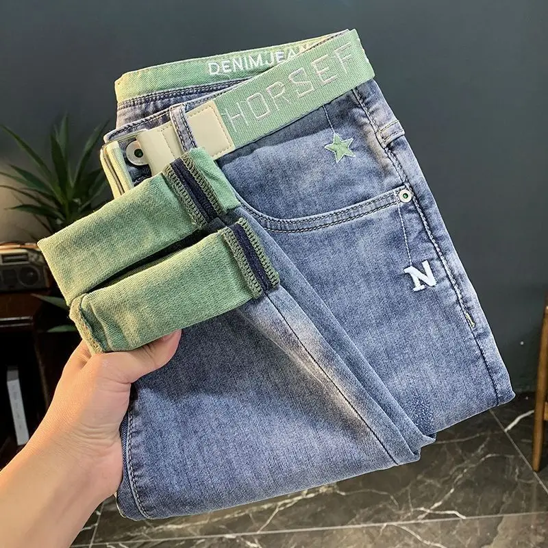 

2023 Summer New Arrival new jeans kpop High-end Luxury Embroidered Men's Pants Jeans Korean Style Casual Streetwear Trousers