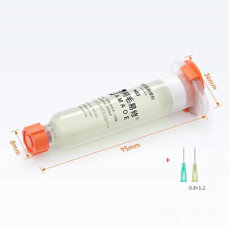 1PCS AMAOE M53 Solder Paste Halogen-Free Welding Oil Flux For BGA PCB Reballing Repair Soldering Paste With 2Pcs Syringe Needles