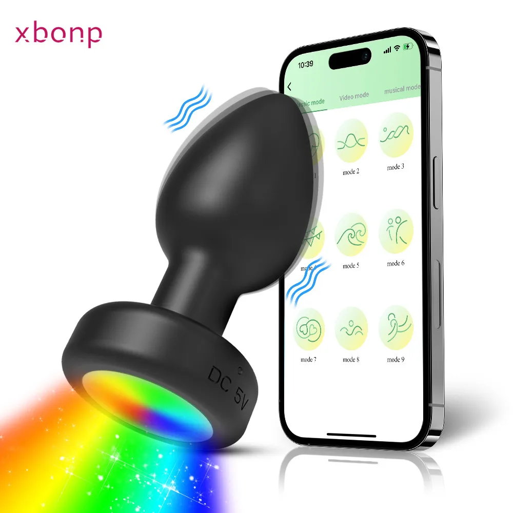 Wireless Anal Plug Vibrator with Light APP Remote Control Butt Plug Prostate Massager Anal Trainer Sex Toys for Women Men Adult