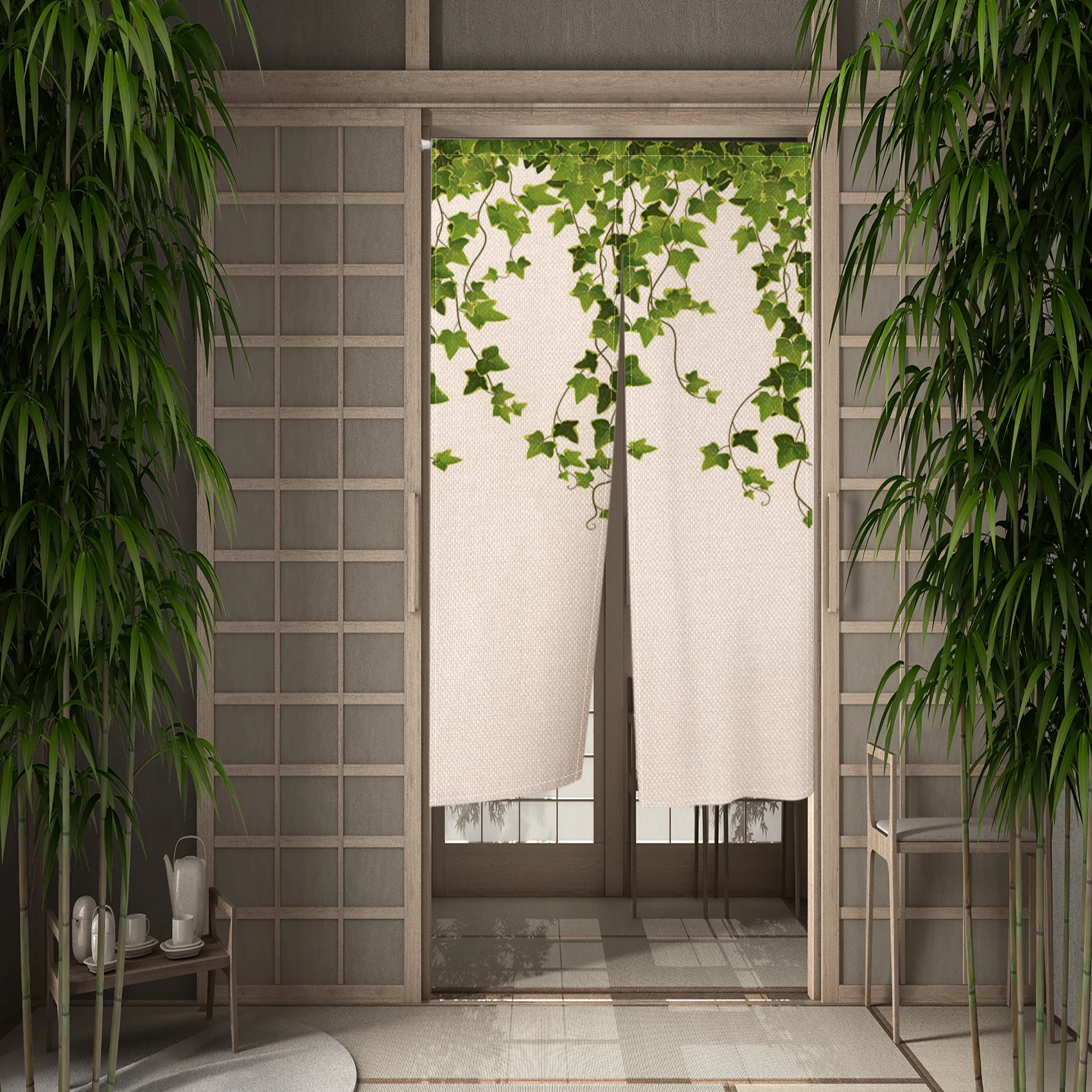 Tropical Plants Leaves Door Curtain Japanese Botanical Doorway Curtains for Living Room Bedroom Entrance Partition Noren 3