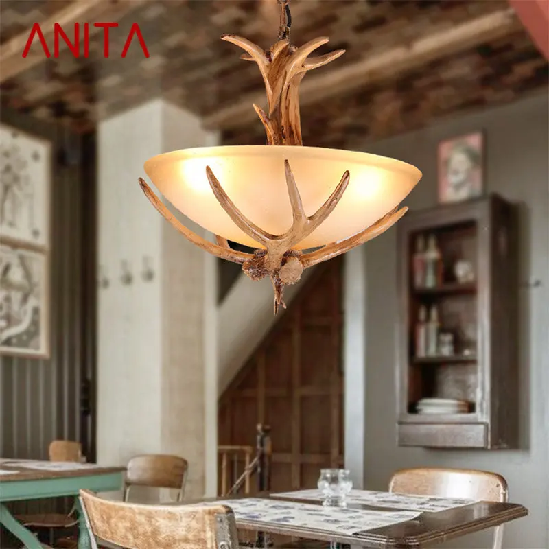 

TEMAR Modern Antler Chandelier Light LED Creative Retro Glass Pendant Lamp Fixtures for Home Dining Room Bedroom Cafe
