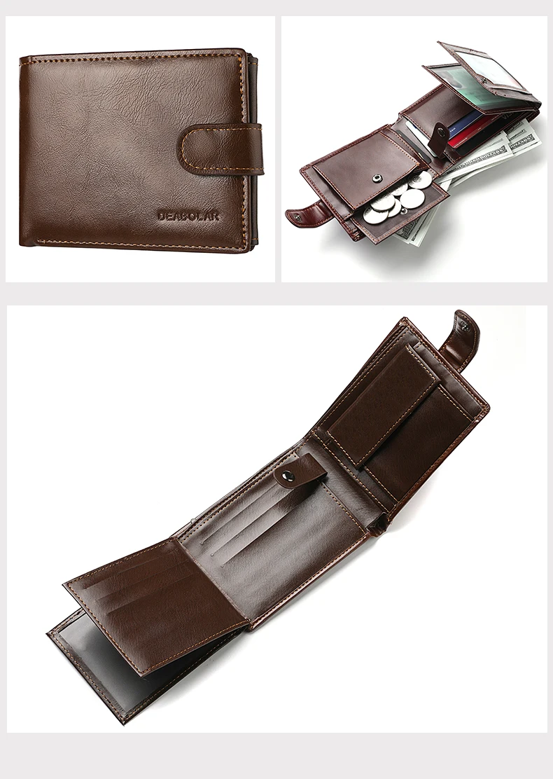 men card, id and coins holder in dark brown color