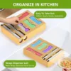 Bag Storage Organizer for Kitchen Drawer, 6 in 1 Foil and Plastic Wrap Dispenser with Cutter, Bamboo Plastic Baggie Organizer ﻿ 4