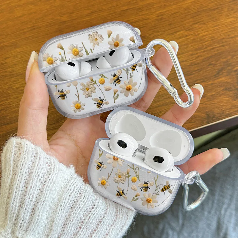 White Flower TPU AirPods Case Cover for AirPods Pro
