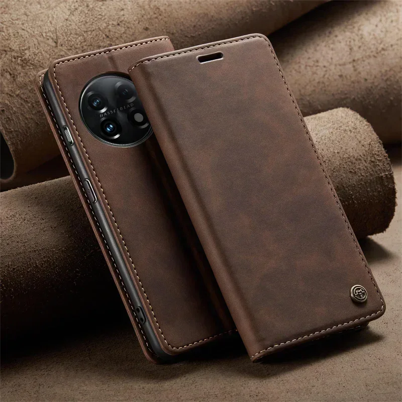 Magnetic Closure Leather Flip Wallet Phone Case with Card Slots and Shockproof Protective Stand