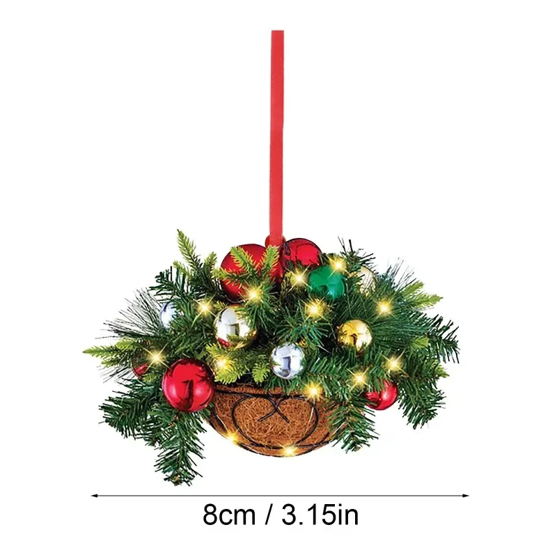Christmas Pendant Artificial Hanging Flower Basket 2D Garland Plant Christmas Tree Ornament Decoration
