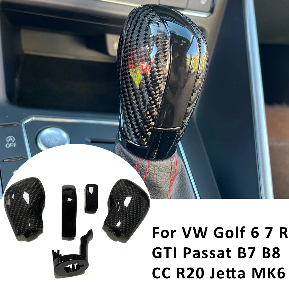 5pcs Carbon Fiber Gear Shift Knob Side Cover DSG Emblem for VW Golf 6 7 R GTI Passat B7 B8 CC R20 Jetta MK6 GLI Car Accessories