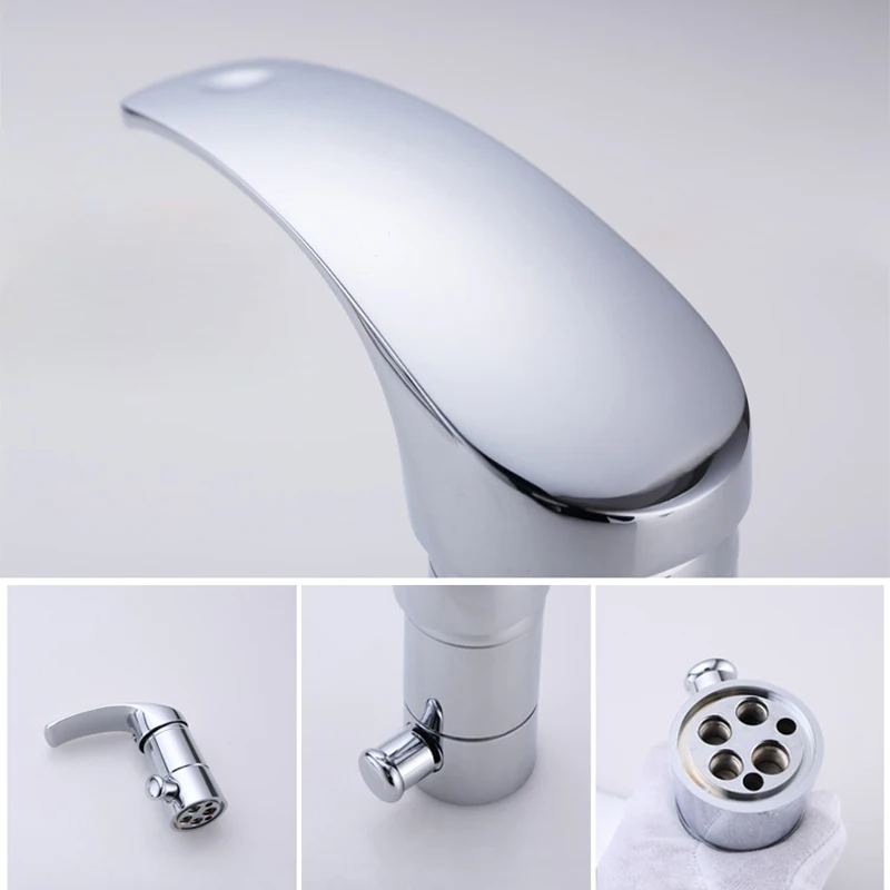 BAKALA Sprinkle Deck Mount Widespread Waterfall Bathtub Faucet with Hand Shower Chrome Plumbing Fixtures Curve Tall Spout Vessel 3