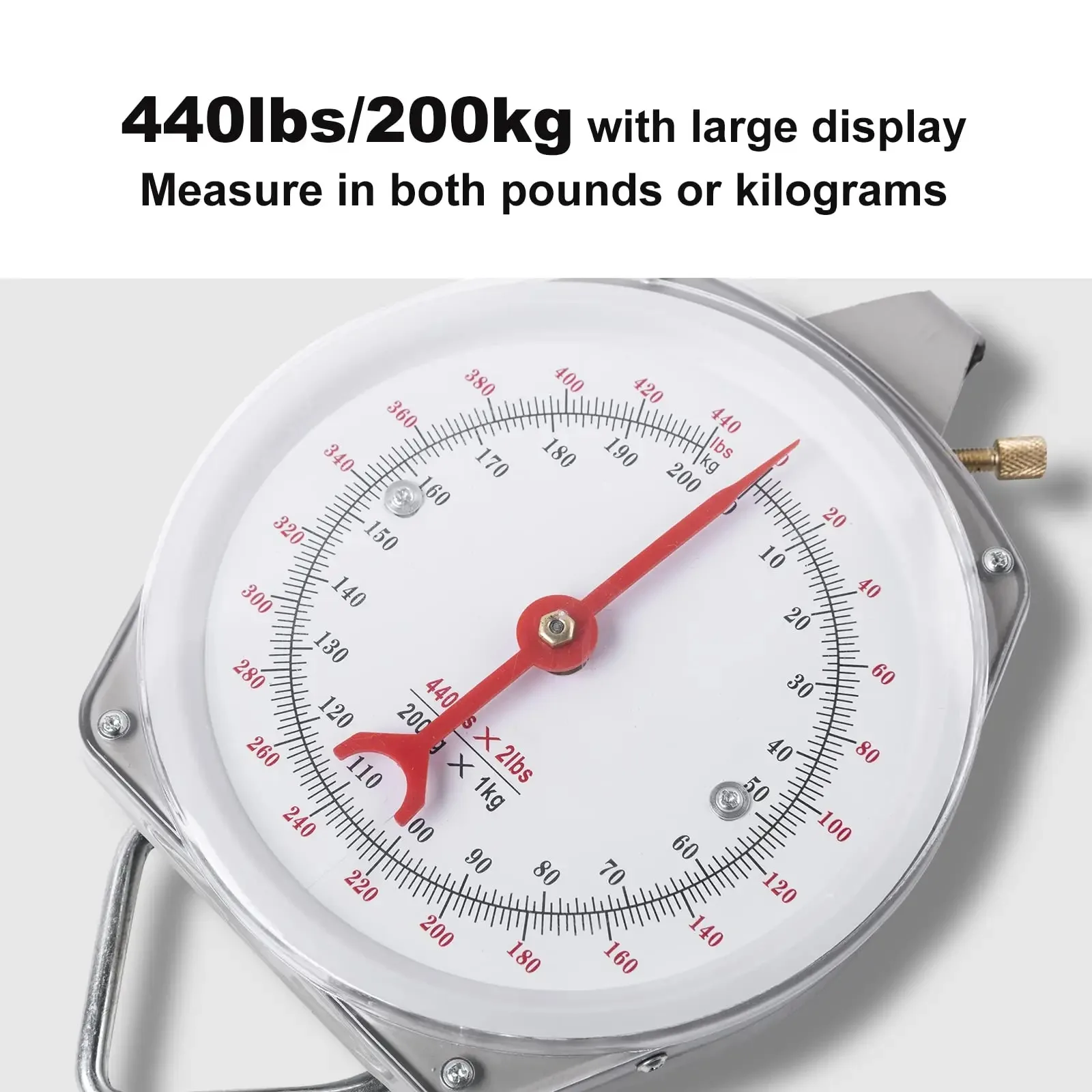 Goture Fish Scales 440lb/200kg High Accuracy Large Display Spring Dial Weight Mechanical Hanging Scale Kitchen Fishing Hunt