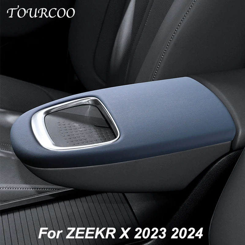 

For ZEEKR X 2023 2024 Central Control Armrest Box Leather Protective Cover Sticker Accessories