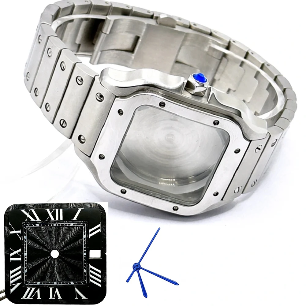 Golden Stainless Steel Waterproof Watch Case and Strap for 38MM Square Men's Watch