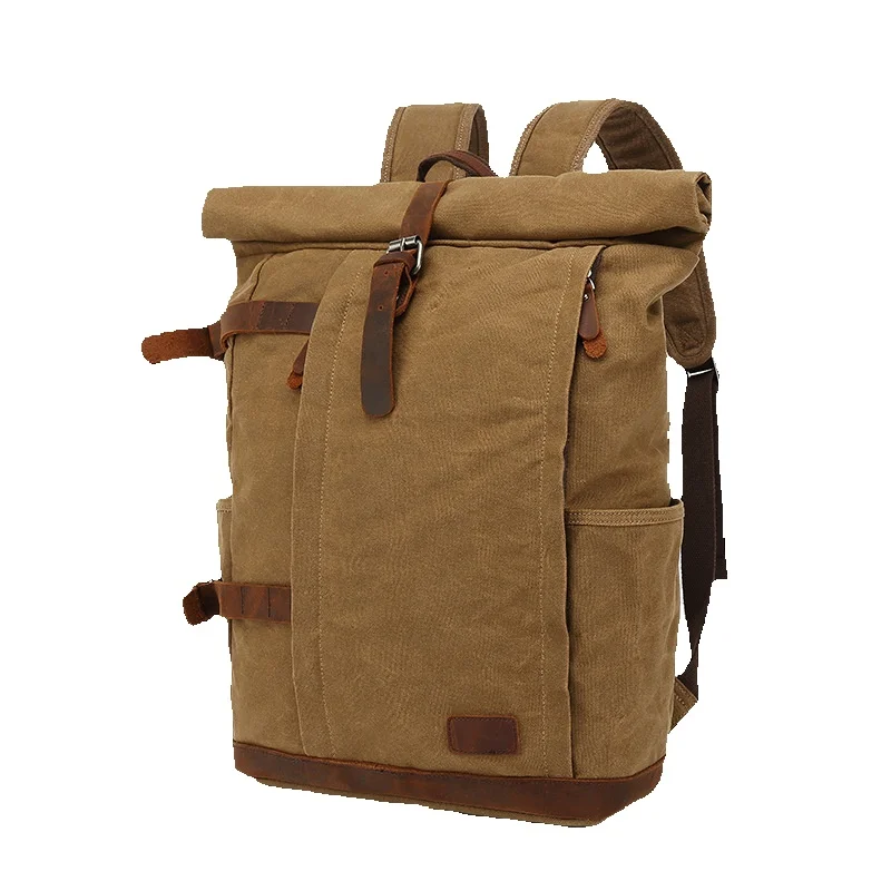 Zaino per laptop LazyZoom, per esterni, per sport, viaggi, escursionismo, studenti, scuola, cerato con pelle Crazy Horse_voghion.com