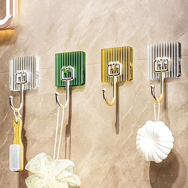 

4pcs Transparent Wall Hook Strong Self Adhesive Wall Mounted Hook Bathroom Towel No Punching Hanger Rack Acrylic Sticky Hook