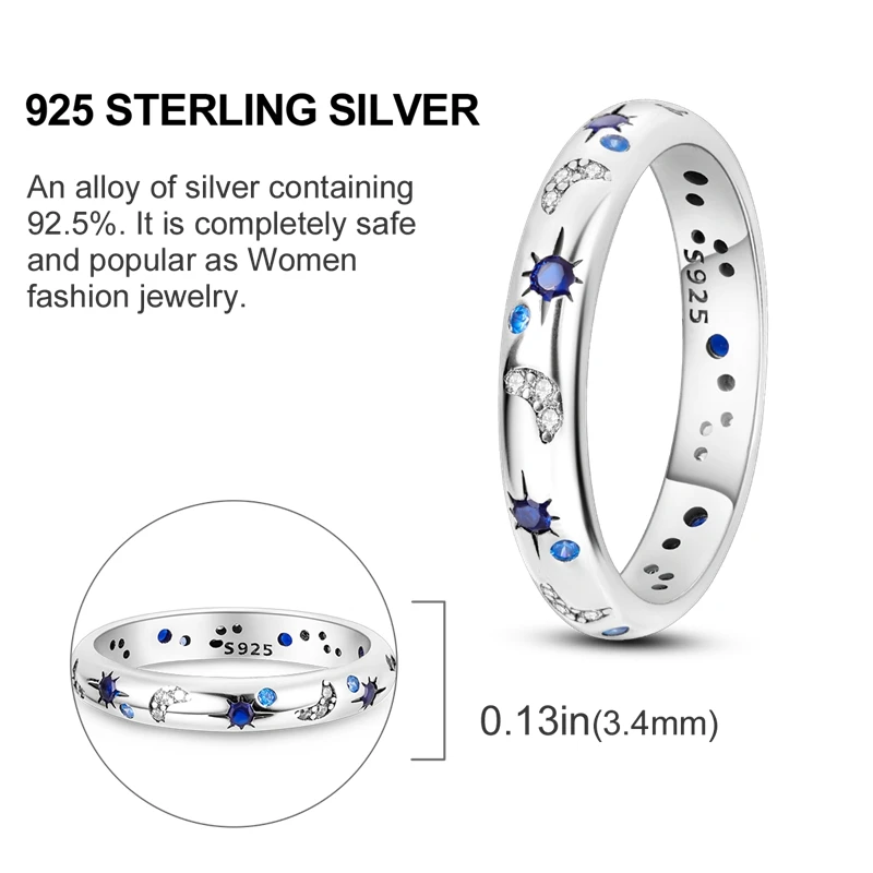 Silver Rings Silver Ring Wedding Rings Women Fashion Narrow Ring 925 Sterling Silver Original Design Cubic CZ Zircon Princess Combo Stacking Ring Wedding Jewelry