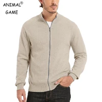 New Men's Full Zip Up Sweater Cardigan Stand Collar Lightweight Knitted Cardigan Casual Outerwear Casual Streetwear