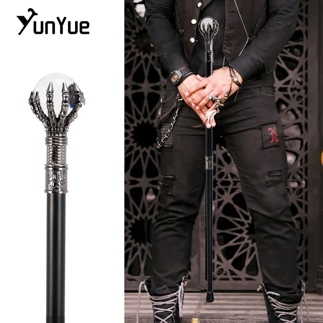 White Glass Ball Steampunk Walking Cane Gentlemen Fashion Decorative Party Walking Stick Cosplay Props Film Television Props