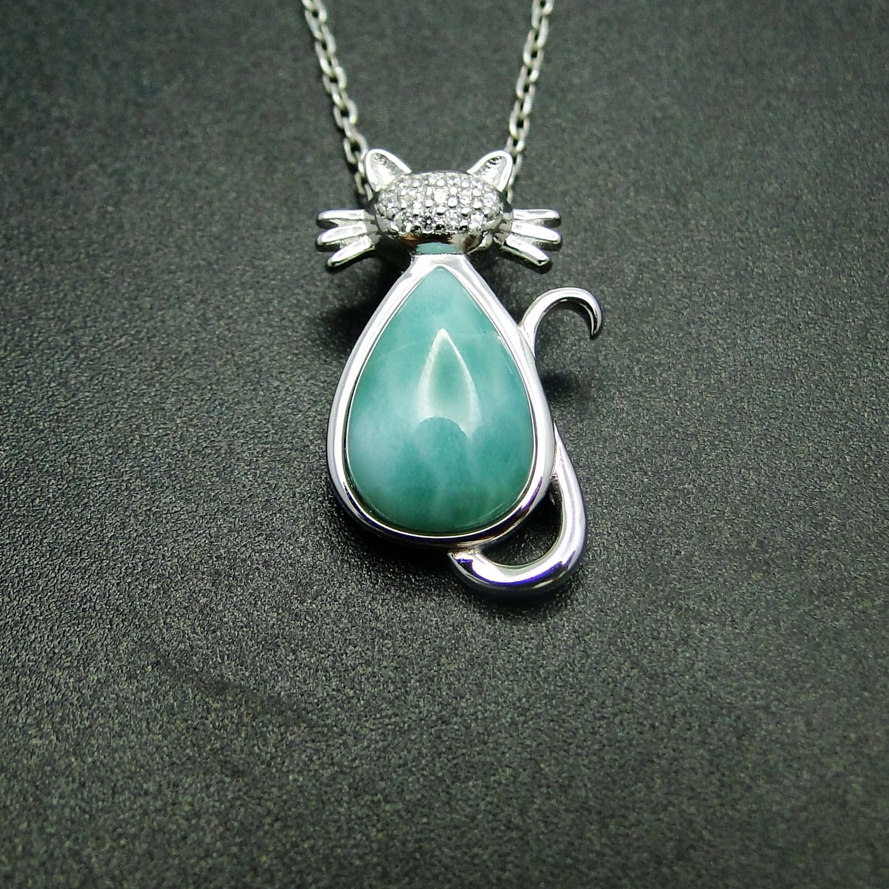 9x13mm Pearl Natural Larimar Pendant 925 Sterling Silver Women Teardrop Pendant Necklace Charm Fine Jewelry For Gift
