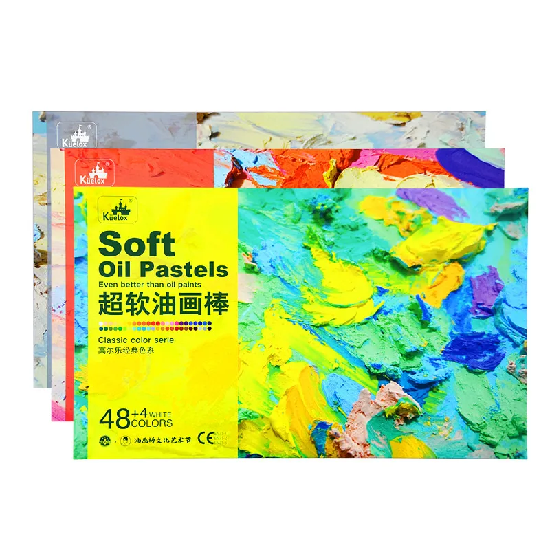 Kuelox 소프트 오일 파스텔 세트 아티스트 크레용 마카롱 Morandi 24/36/48 색상 숯불 스틱 어린이를위한 미술 용품 초보자 학생