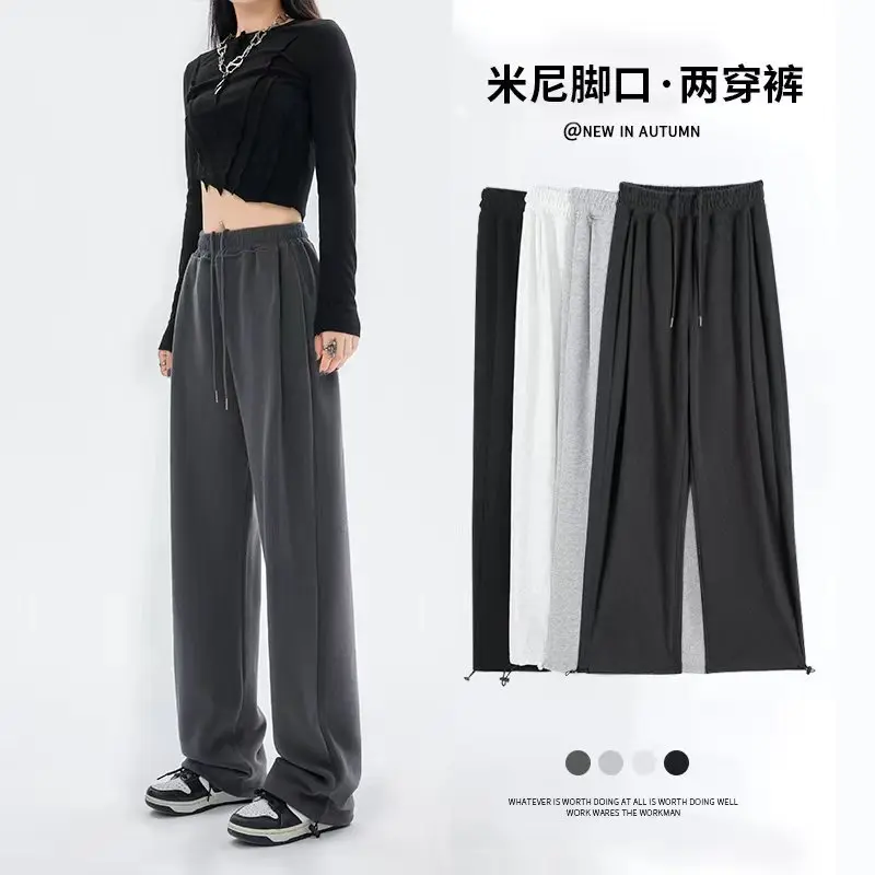 

Sweatpants Women Autumn Winter Velvet Pant Loose Casual Trousers Women's Women's Wide Leg Trousers Sports Drawstring Ninth Pant