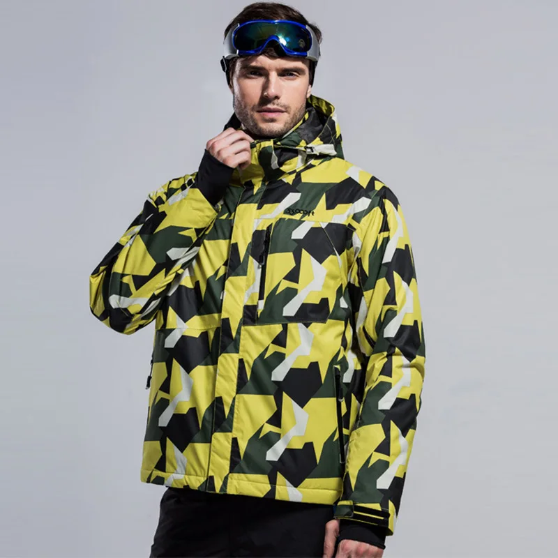 Men's Ski Hoodie Jackets Winter Outdoor Windproof Waterproof Warm Skiing Snowboarding Jackets Male Breathable Ski