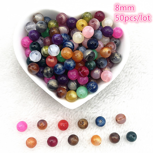 6mm--10mm Color Mixing Round Charms Acrylic Beads Loose Spacer Beads for Jewelry Makeing DIY Handmade Bracelet Accessories