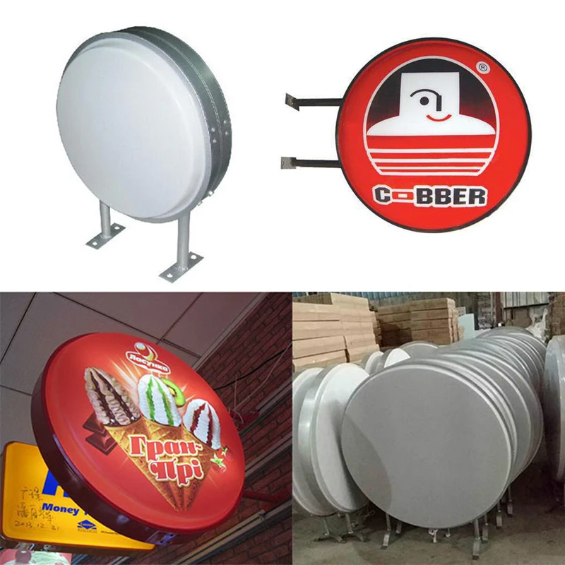 

47.2"(120cm) Round LED Light box Circular Projecting Lightbox Blank Double Sided Outdoor Business Advertisement Lights Lamp Sign