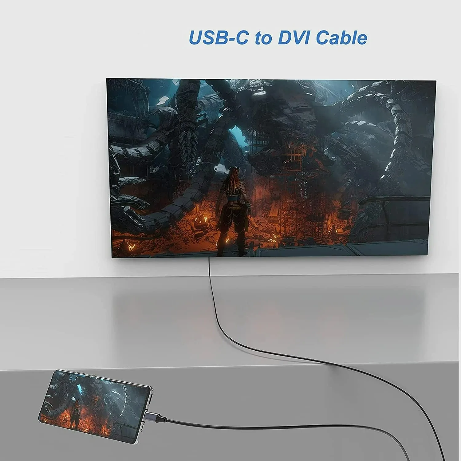 USB C to DVI Cable Thunderbolt 3 Type-C Male to DVI Male Converter Cord for Iphone 15 Pro Max Macbook air Macbook pro,usb c cable