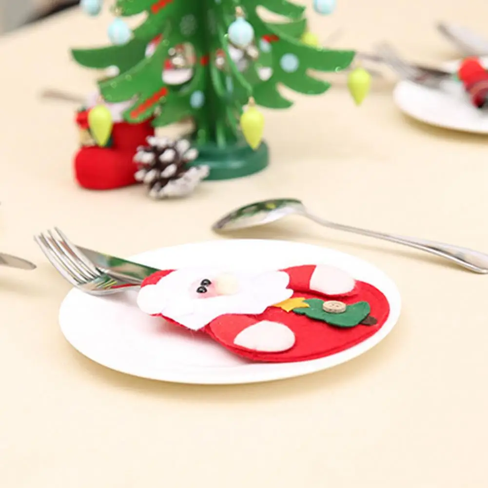 

Festive Cutlery Holder Christmas Cutlery Holder Festive Christmas Table Decorations Santa Claus Snowman Cutlery Holder for Home