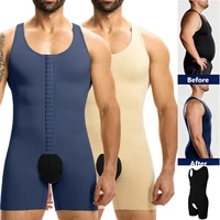 Body gainant de compression sans manches pour homme, effet ventre plat, avec 3 rangées de crochets et entrejambe ouvert, pour usage quotidien 1