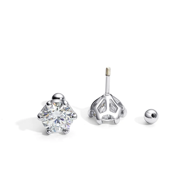 FEOBUR 0.2-2 Carat Moissanite Stud Earring Screw Backs S925 Silver Women Brilliant Diamond Ear Studs Party Fine Jewelry Gifts silver earrings silver stud earrings womens earrings