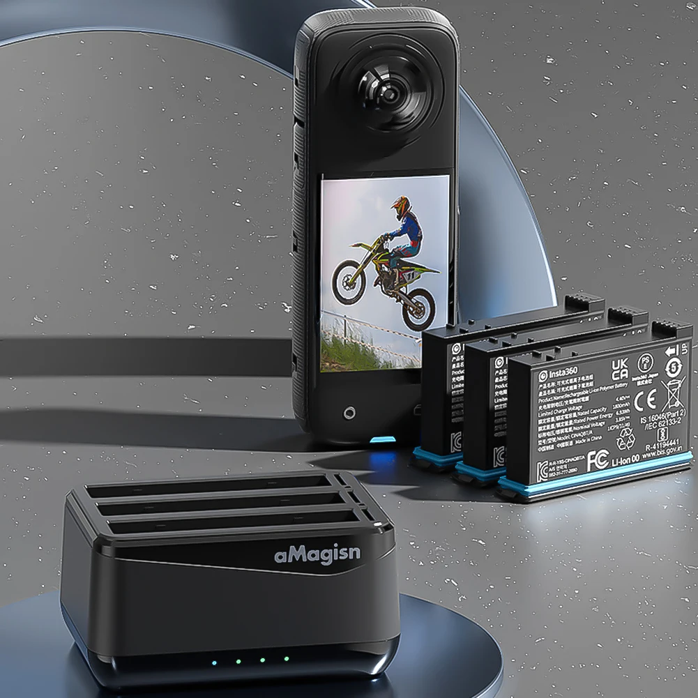 Insta360 X4 용 3 슬롯 고속 충전 허브, Misro 카드 슬롯, 배터리 충전 저장 스테이션, Insta360 X4 액세서리