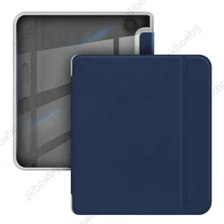 Slim PU Leather Shockproof Smart Case with Clear Back - Libra Colour N428 (Dark Blue)