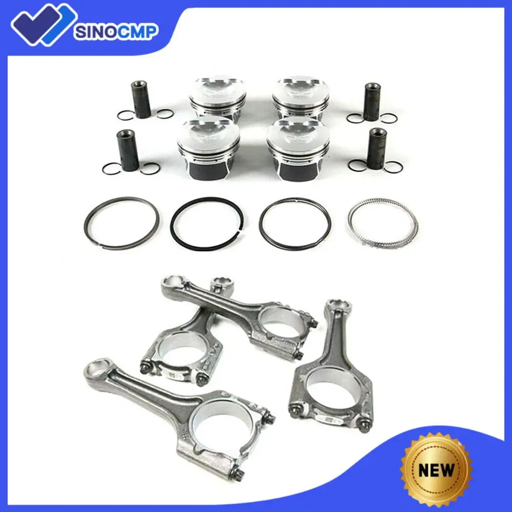 4pcs EA888 Pistons & Rings & Connecting Rods Set STD 82.51mm &Phi;23mm 06H107065DM for VW Tiguan Jetta AUDI A4 A5 Q3 Q5 TT 2.0T