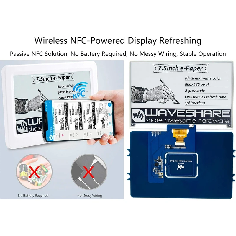 Waveshare NFC      ũ   ÷ ȭ ,  ȵ̵ IOS ۿ, 7.5 ġ, 800X480
