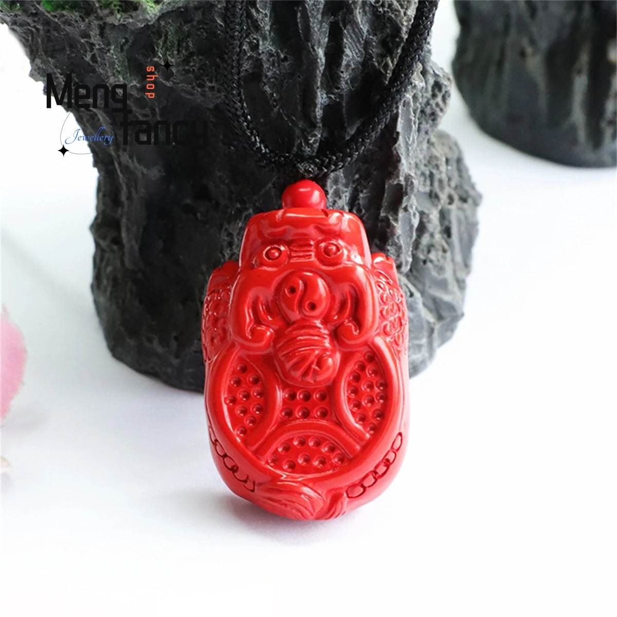 

Natural Authentic Red Cinnabar Copper Coin Pixiu Pendant Simple Personalized Versatile Retro Ethnic Style Men Women Fine Jewelry