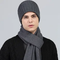 Hat Scarf Set Men Winter Autumn Knit Cap Warm Sports Skiing Accessory For Hiphop Outdoors